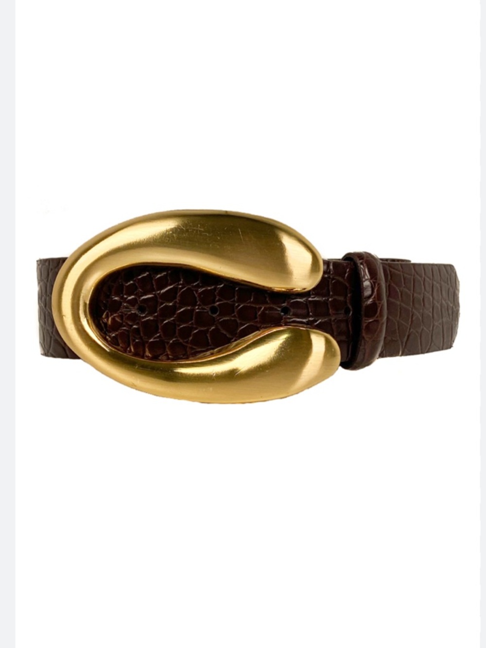 Fashion belt brown gold tone brass style